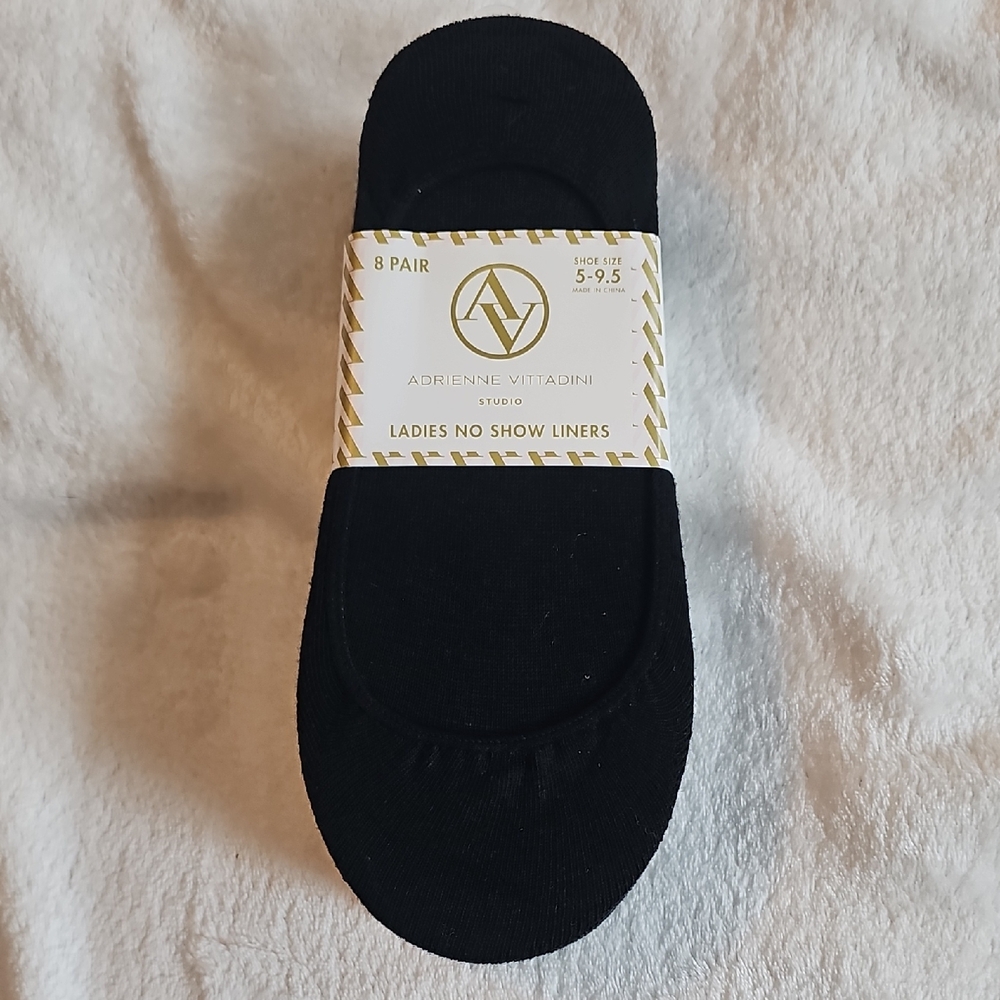 Adrienne Vittadini Black Women's No Show Liners